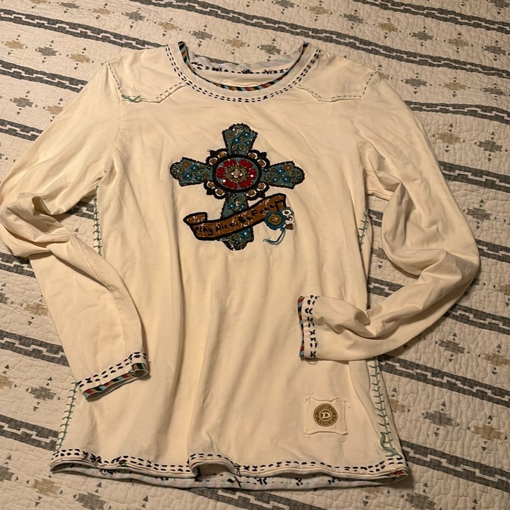 Double D Ranch long sleeve shirt with cross